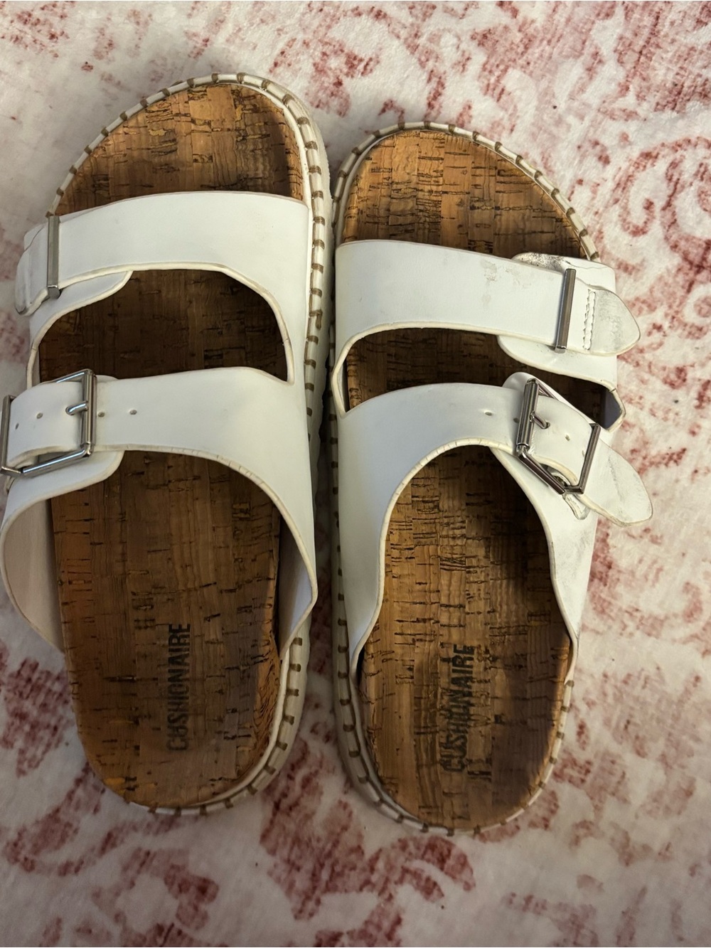 White Cork Footbed Sandals with Buckles